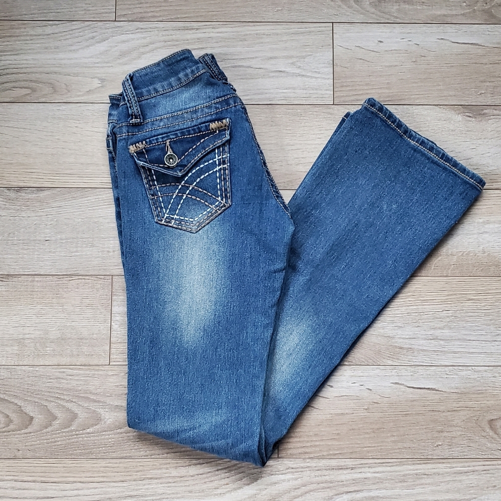 Red Rivet Bootcut Distressed Jeans - Picture 4 of 15